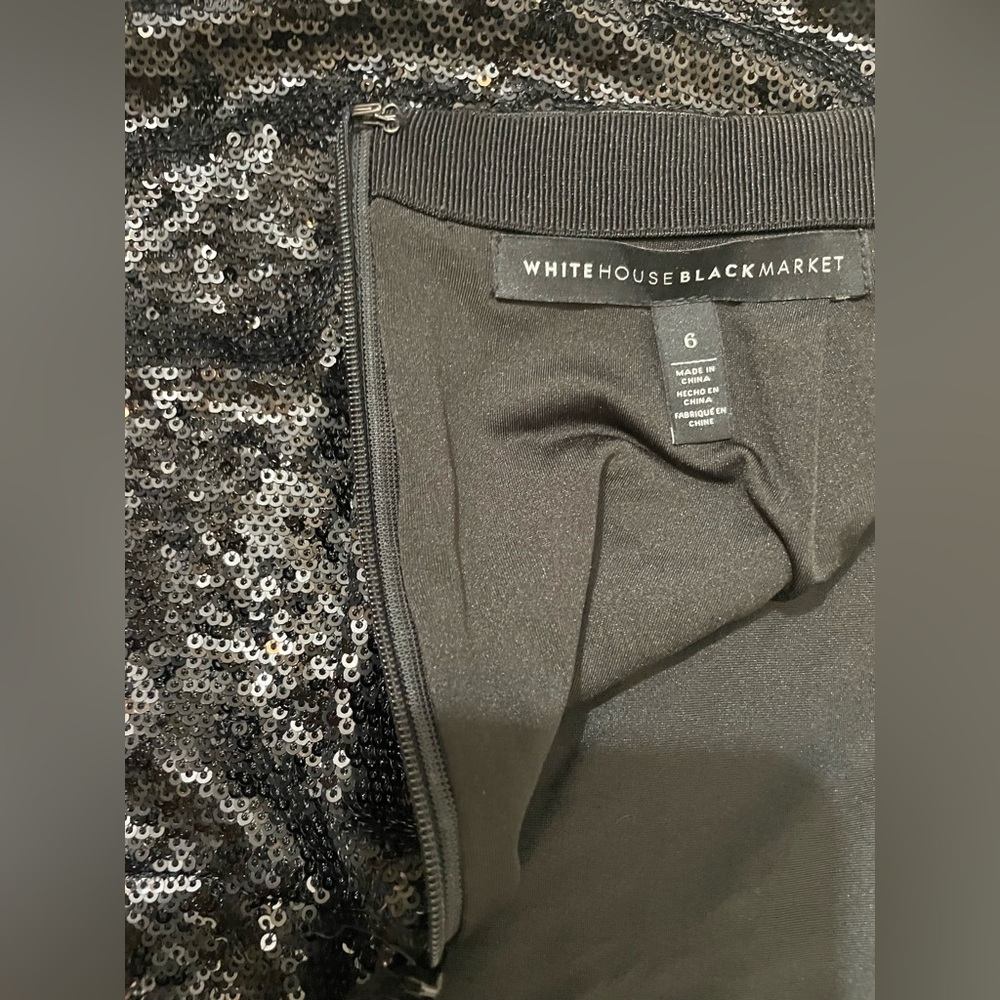 White House Black Market WHBM Elegant Black Sequin Skirt Size 6 - Picture 9 of 10